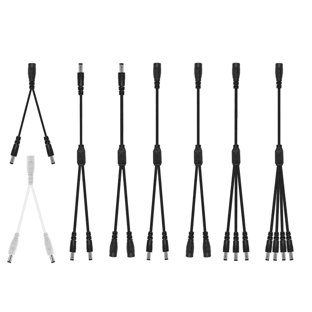 Splitter DC Power Cable 1 To 2/3/4/5/6/8 Way 5V 12V Male Female 5.5x2.1mm DC Plug Extension Wire For LED Strip Light Camera CCTV