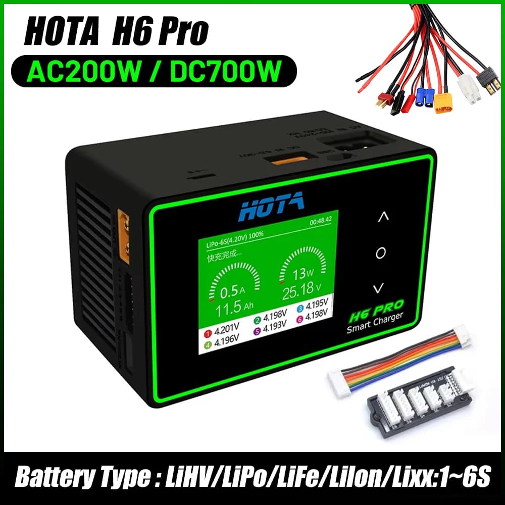 HOTA H6 Pro Battery Charger AC 200W DC 700W 26A 1-6S Lipo NiMh Li-ion Ni-Cd Digital RC Balance Charger Discharger for FPV Drone