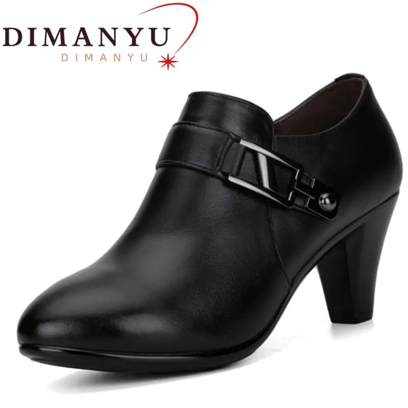 DIMANYU 2025 Spring  Genuine Leather Shoes Women Heels Office Lady Business Dress Fashion Fashion Plus Size Women Shoes