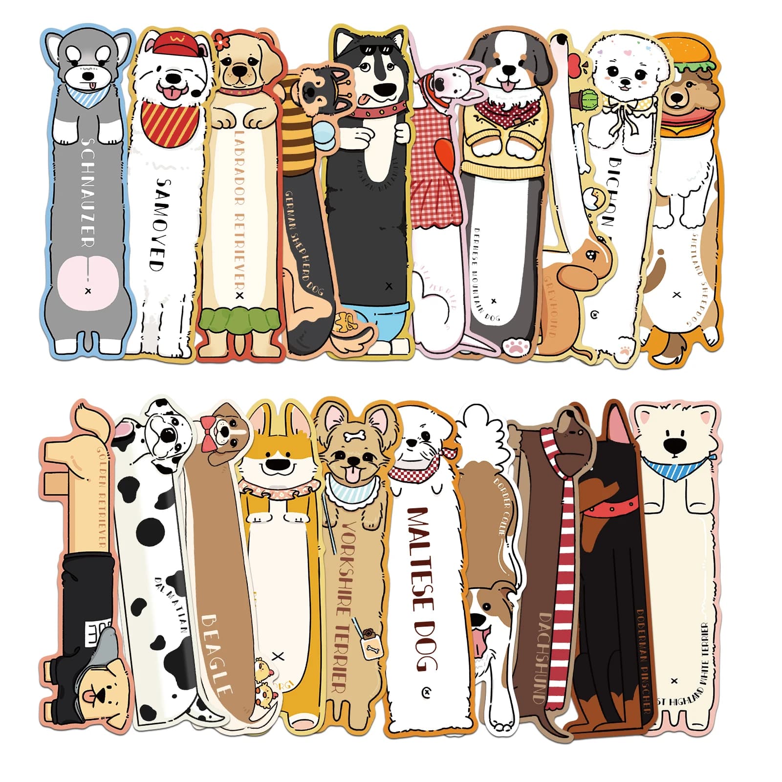 30PCS Reading Dog Theme Bookmarks Cute Reading Pages Book Tags Student Creative Gifts Decoration Page Tags Cards