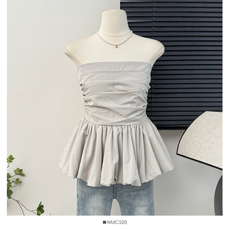 Sexy pleated ruffle Camis Chic  tube top Slim Korean Tanks Top Elegant  off shoulder Crop Top Summer Women Bustier
