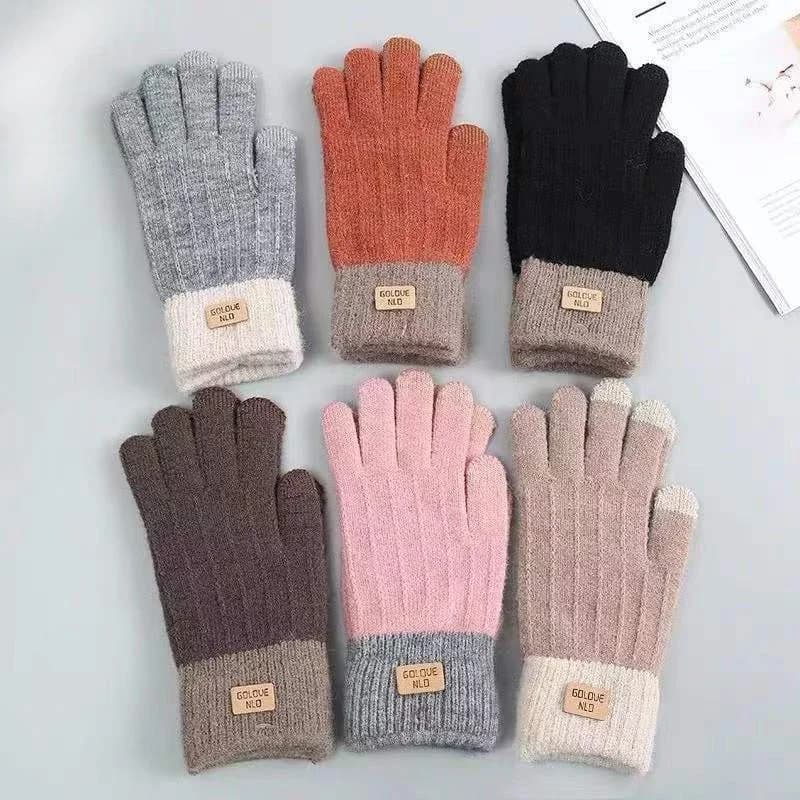 Women Men Warm  Screen Gloves Stretch Knit Mittens Wool Full Finger Guantes Female Crochet Glove