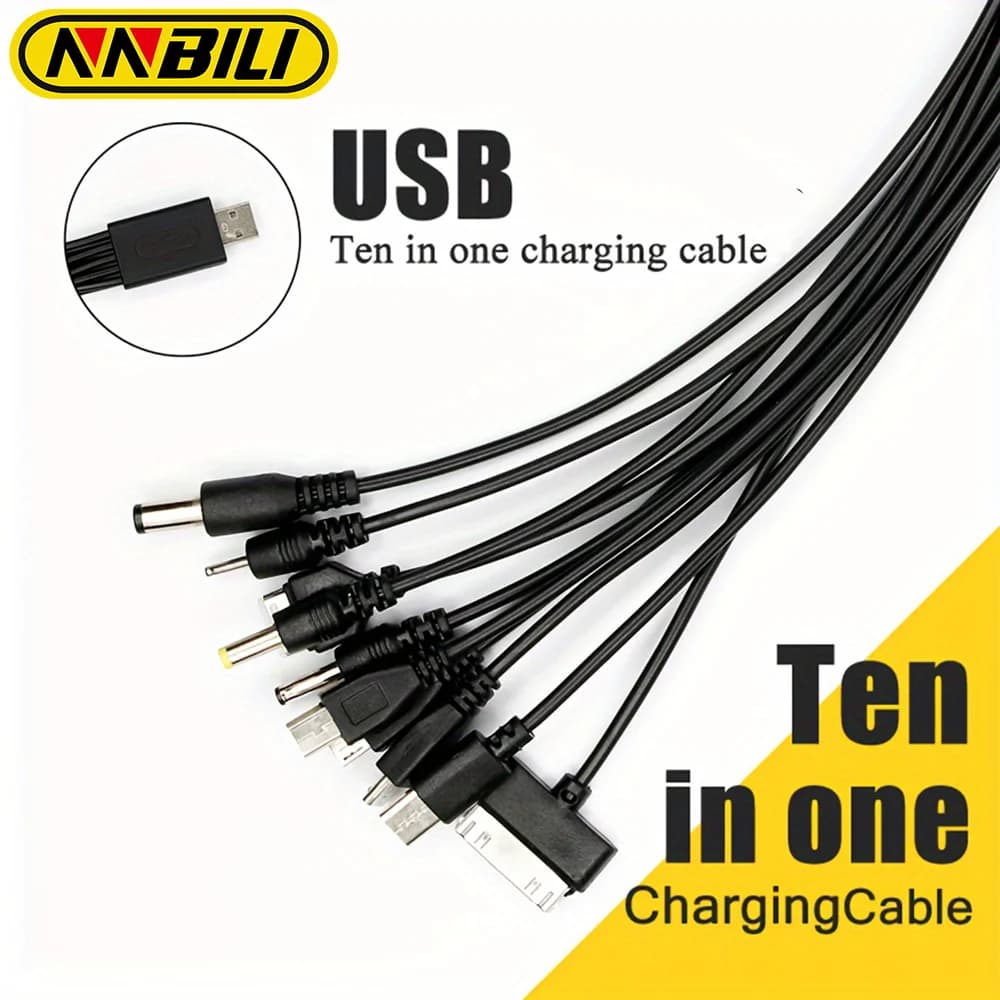 NNBILI 10 in 1 Multi-Function USB Phone Charging Cable Multi-head Charging Cord For Samsung Nokia Phone Charger Universal Cable