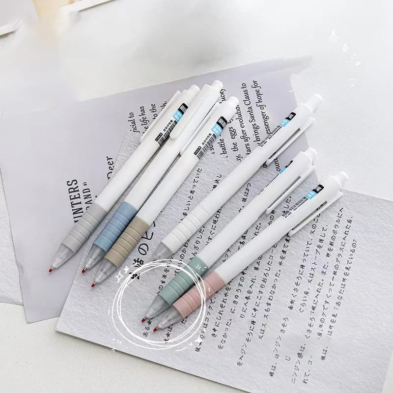 6Pcs Kawaii Morandi Color Gel Pen Fashion Writing Smooth Quick-Drying Soft Sponge Pen Office Supplies Student Stationery