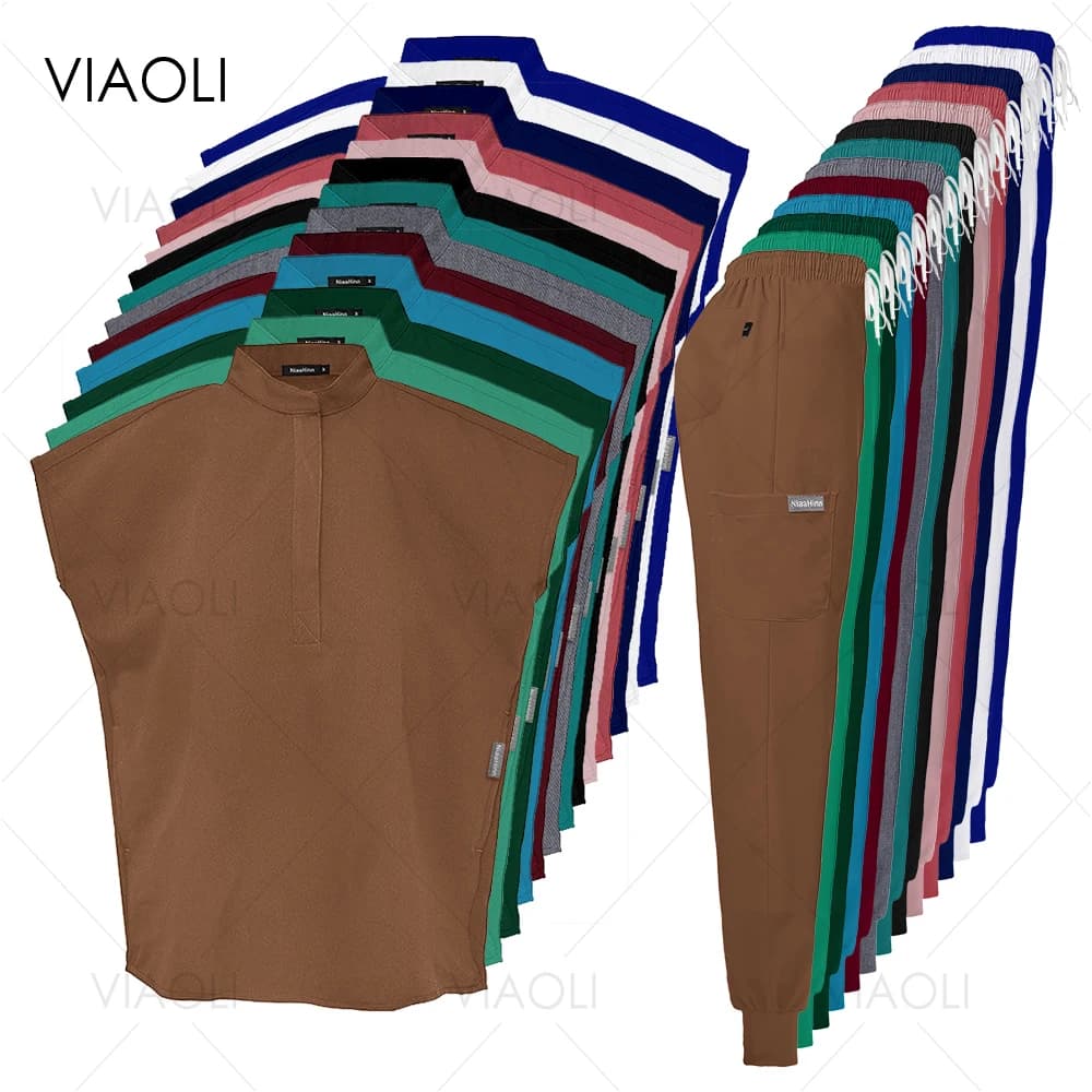 Scrubs Women Set Nursing Uniforms Beauty Salon SPA Cleaning Scrub Medical Top and Jogging Pants Set High-quality Medical Uniform