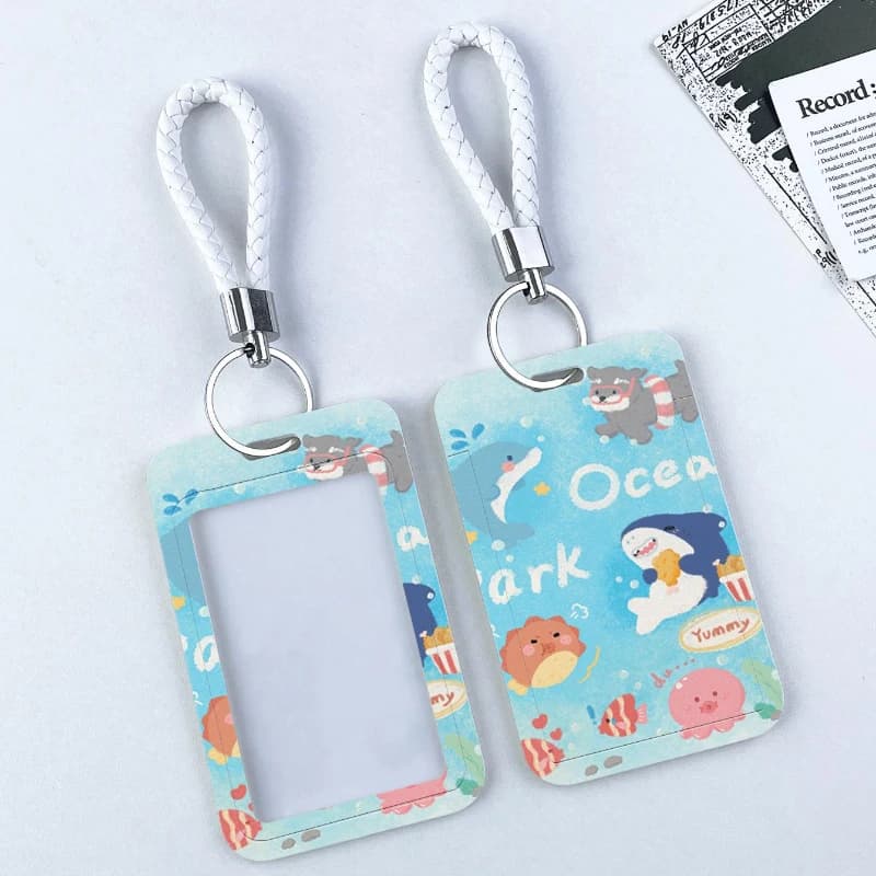 Cartoon Shark Whale Credit ID Card Badge Bag Boy ID Card Holder Door Card Case Credential Badge Holder Photo Protector Lanyard