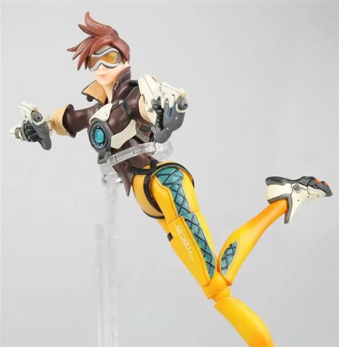 Collection 27cm Hot Game OW Over watch Tracer Action Figure with Light Exquisite model home Bookshelf Decoration kids Gift