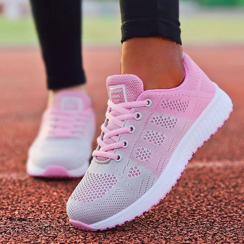 Women's Sneakers Breathable 2024 New Fashion Trainers Flat Woman Vulcanize Shoes Mesh Fabric Lace Up Female Footwear Shoes