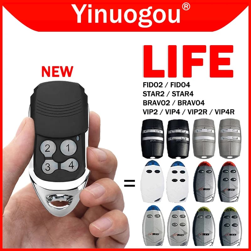 LIFE Garage Gate Remote Control 433MHz Rolling Code LIFE FIDO 2 4 VIP2 VIP4 VIP2R VIP4R STAR2 STAR4 BRAVO2 BRAVO4 Remote Control