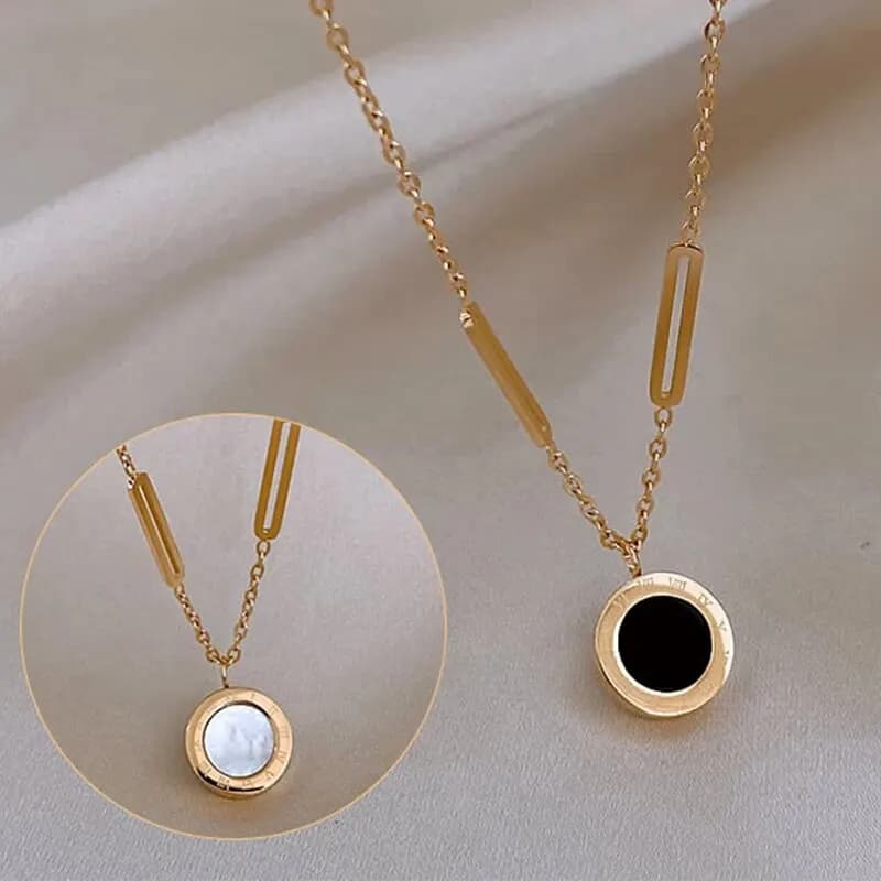 Fashion Roman Digital Wafer Pendant Necklace Stainless Steel Party Jewelry for Women Sexy Choker