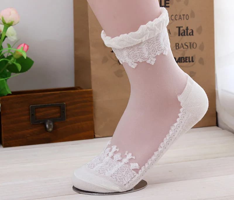 1Pair Women Sport Mesh Knit Socks Lace Ruffle Ankle Sock Soft Sheer Cotton Ankle Socks Female Fitness Gym Yoga Socks