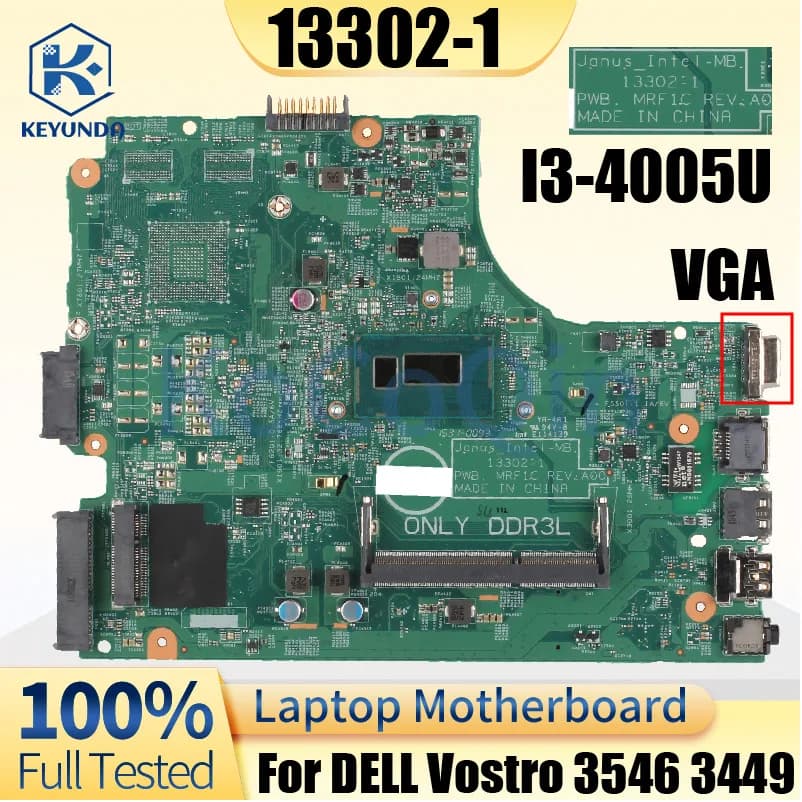 UMA I3 For DELL Vostro 3546 3449 Notebook Mainboard 13302-1 01NR96 0X34NW SR1EK I3-4005U Laptop Motherboard Tested