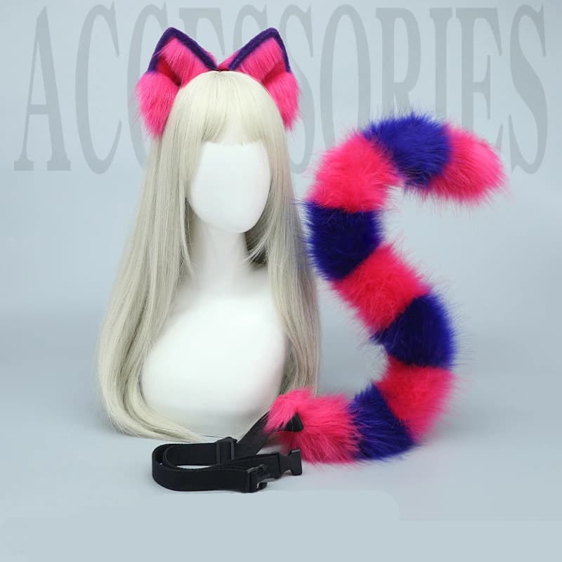 Cheshire Cat Cosplay Tail Headwear Set Party Props Animal Ear Halloween Carnival Club Pub Masquerade Costumes Women Headband