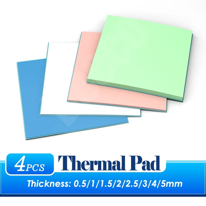 4PCS Silicone Thermal Pads 100X100X0.5MM 1MM 1.5MM 2MM 2.5MM 3MM 4MM 5MM Heat sink For GPU CPU PC LED Cooler  Conduction Blue