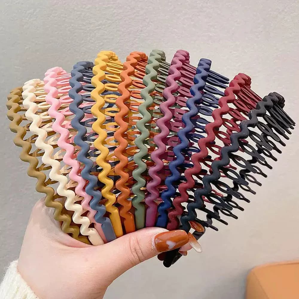 1Pc Fashion Wave Headbands for Women Solid Color Toothed Non-slip Hair Bands Girl Face Wash Sports Hairbands Hair Accessories
