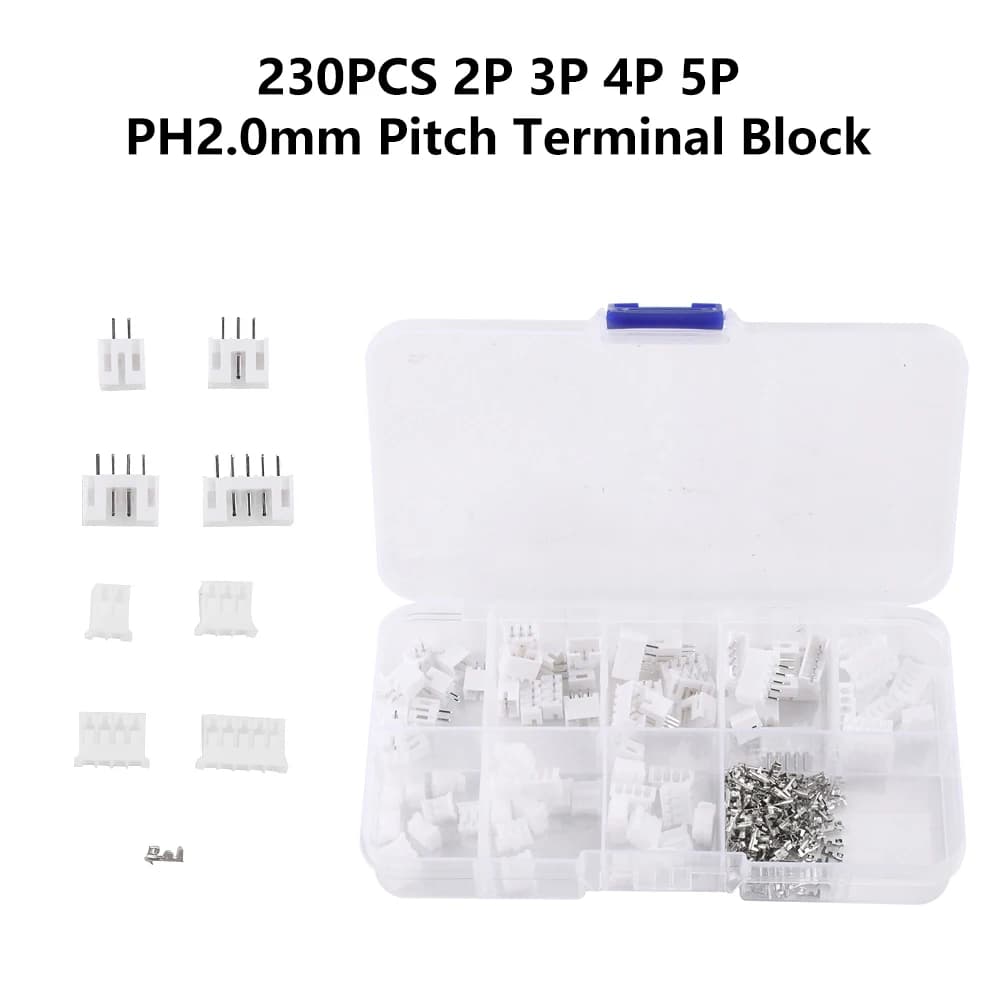 230Pcs/Sets PH 2.0 2P 3P 4P 5 Pin Terminals Kits Male Female Housing JST Wire Connector Adaptor PH2.0mm