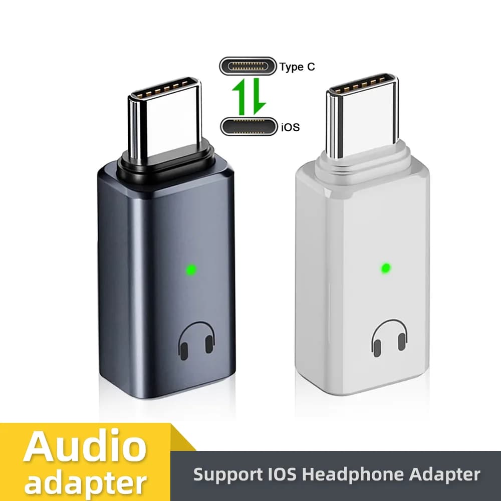 Type C To IOS Headphone Audio Adapter USB C Male To IOS Female Connectors for iPhone 16 iPad Samsung Macbook Earphone Converter