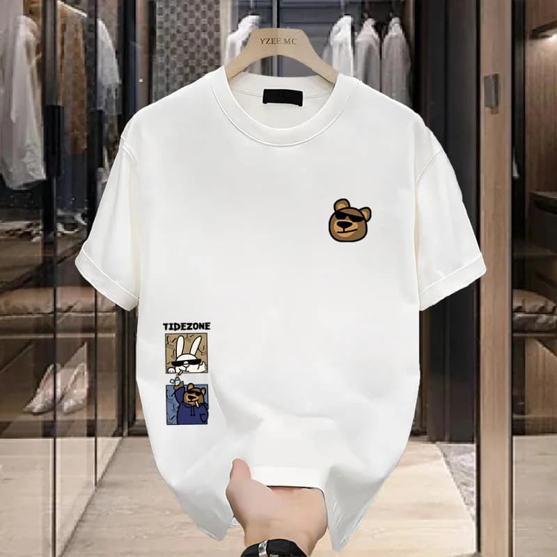 Summer new short sleeve T-shirt men 100% cotton printed round neck loose ins trend casual half sleeve men's body shirt