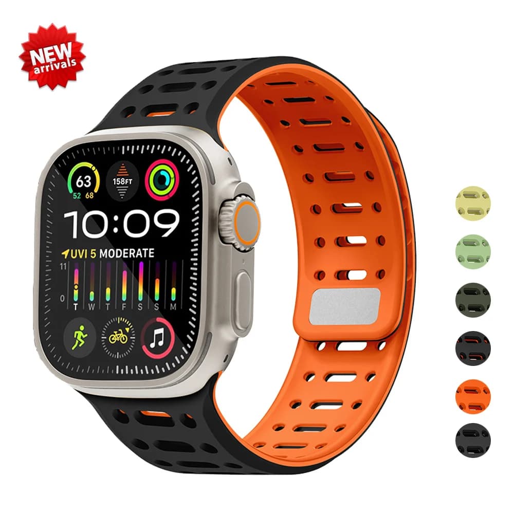 Magnetic Armor Strap For Apple Watch Band Ultra 2 49Mm 44Mm 45Mm 42Mm 46mm Silicone Bracelet Iwatch Series 9 8 s10 SE Watchband