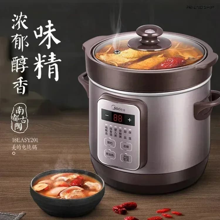 New Electric Stew Pot, Household Electric Cooking Pot with Intelligent Reservation, Timing and Insulation Functions.