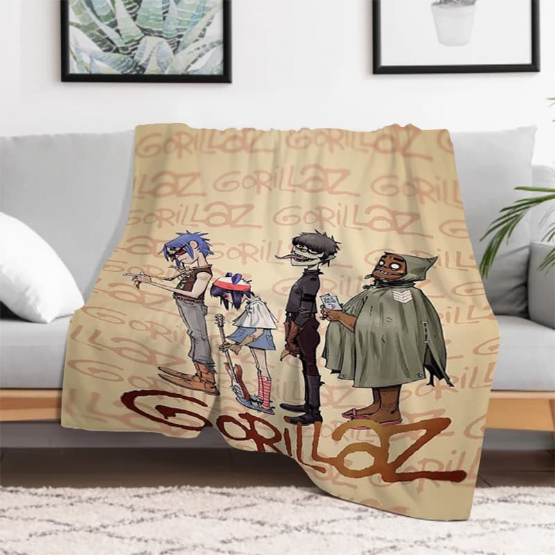 Gorillaz Virtual Band Hip Hop Blanket Bed Blankets and Throws Microfiber Bedding Furry Plaid on the Sofa Plush Bedspread Throw