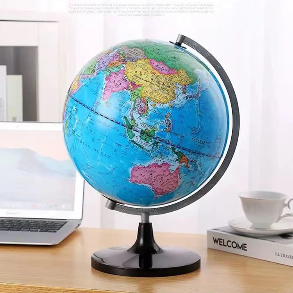 360-Degree Rotating Student Globe Geography Educational Decoration Children Learn Globe World Earth Map Teaching Aids 30X21.5CM