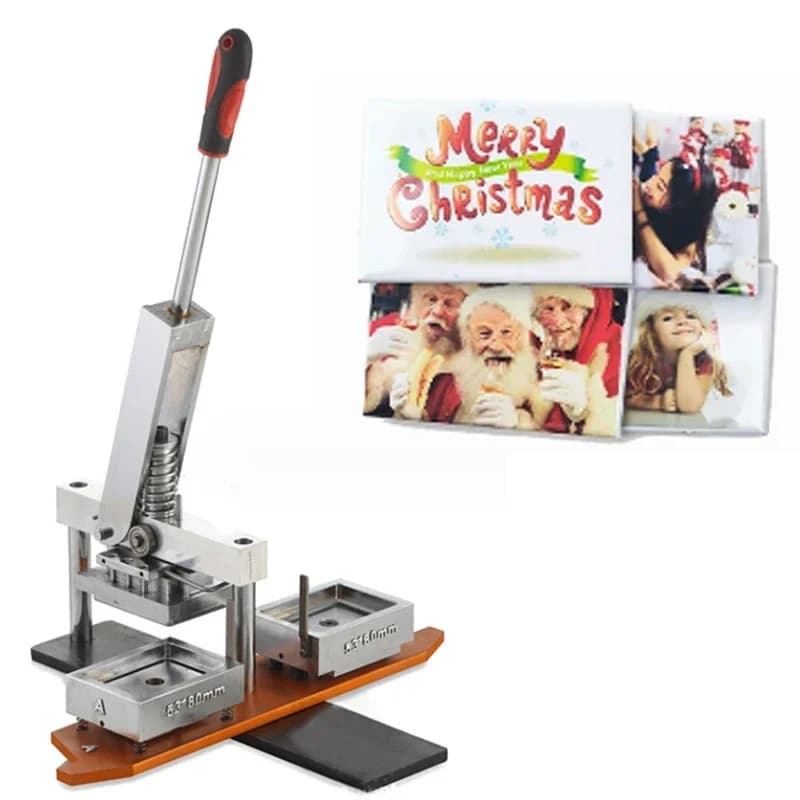 80X53mm Rectangular Fridge-magnet-making-machine New Fridge Magnet Making Machine Kit With Paper Cutter And 100sets Materials