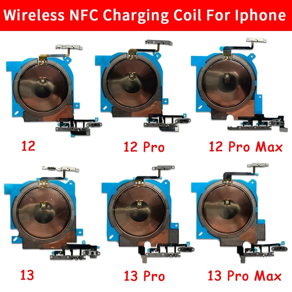 NEW For IPhone 15 14 13 12 Pro Max 13 12 mini 14 15 Plus Wireless Charging Chip NFC Coil Charger Panel Sticker Volume Flex Cable