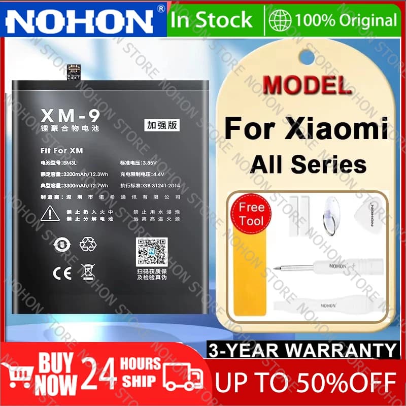 NOHON BN36 BM3E BM55 BM4H BM4Y BM4R BP40 BM3L BM4X BN4A BM50 BM22 Battery For Xiaomi Mi 10 K20 pro MI 5 9 11 Note 7 Pro Max 2