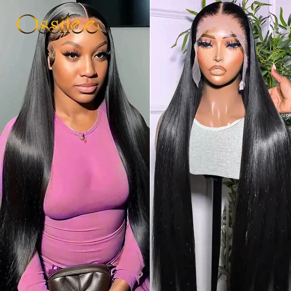 Ossilee Long 36inch Bone Straight Lace Frontal Wigs Brazilian Human Hair 13x4/13x6 Frontal Wigs 250Density Lace Wigs for Women