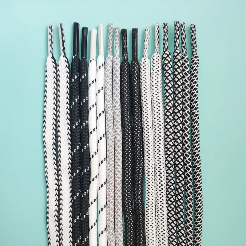 High Quality 120cm Round Black White Sholeaces Sneakers High-top Canvas Basketball White Shoe Strings Laces Accessories