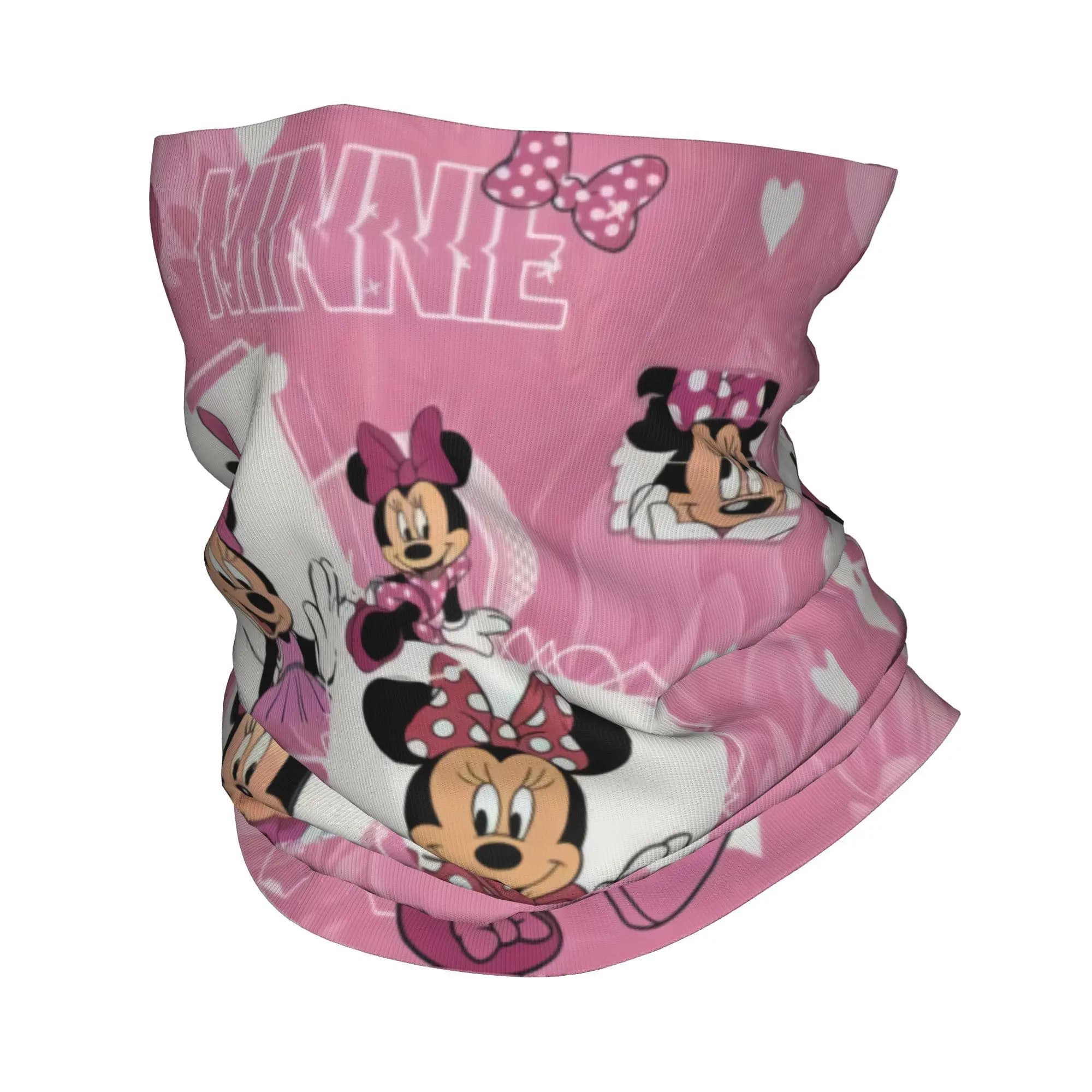 Custom Mickey Mouse Bandana Neck Gaiter for Hiking Cycling Men Women Wrap Scarf Minnie Mouse Heart Balaclava Warmer