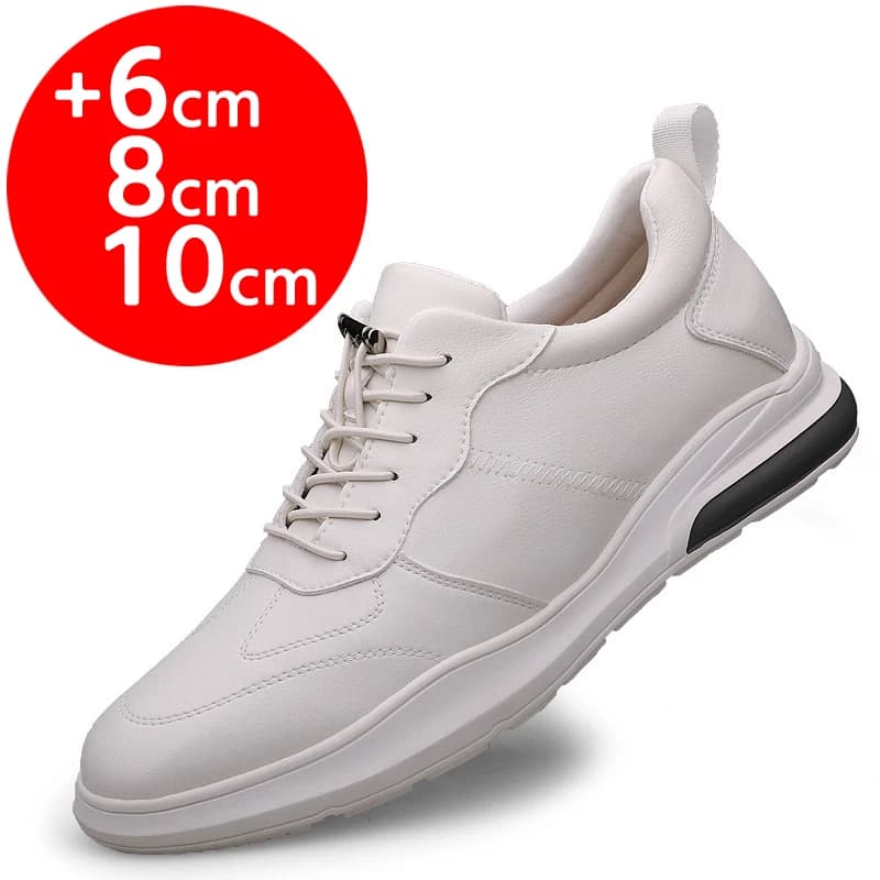 Sneakers Men Elevator Shoes Fashion Soft Leather Heightening Shoes For Men Hidden Heels 10CM 8CM 6CM Sports Casual Height Shoes