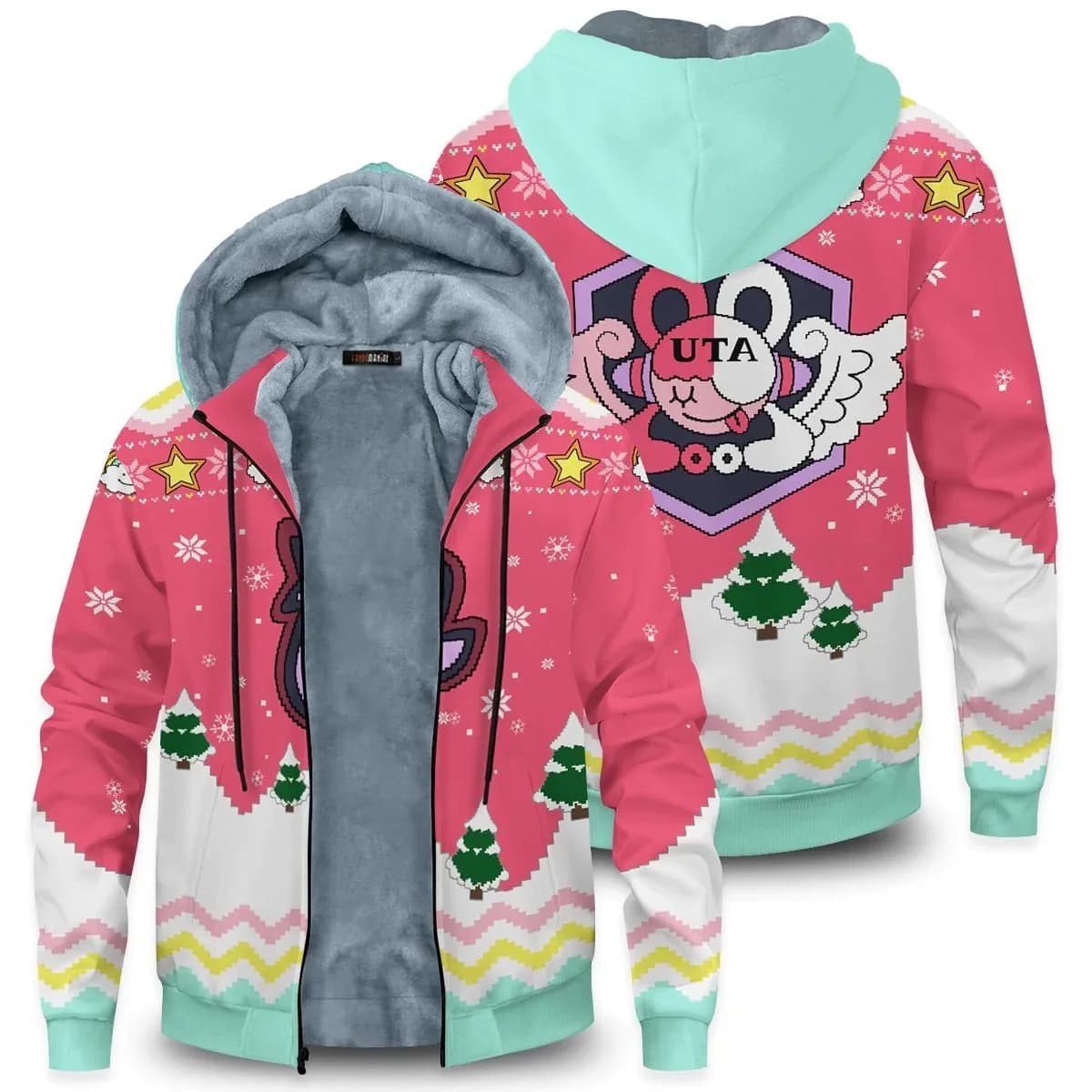 Anime OP Film Red Uta Cosplay Hoodie Sweatshirt Winter Fleece Coat Anime Trafalgar Law Zip Up Jacket Clothing Plus Size Dropship