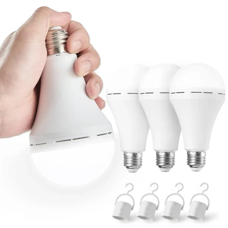 Rechargeable LED Emergency Light Bulb With Battery and V16 Certification - Available in E27 7W, 9W, 12W, and 15W Variants White