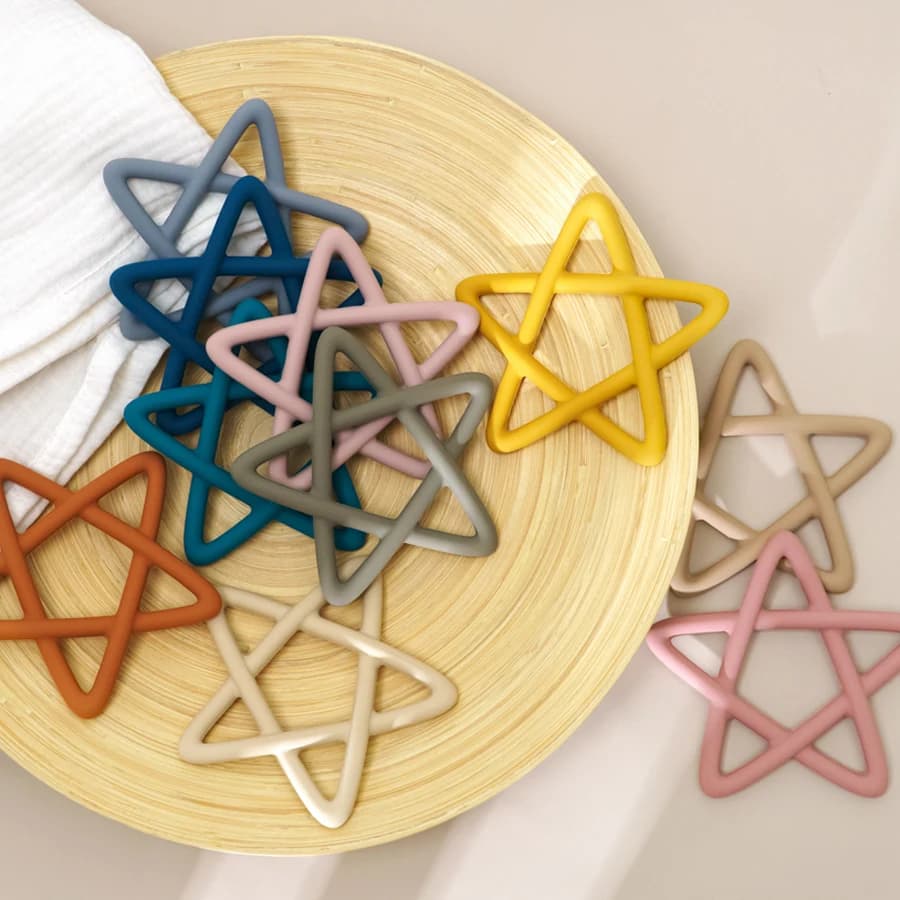 Custom Food Grade Pentagram Shape Baby Toys Kids Hand Teethers Silicone Sensory Teether Toys For Toddler Baby Accessories