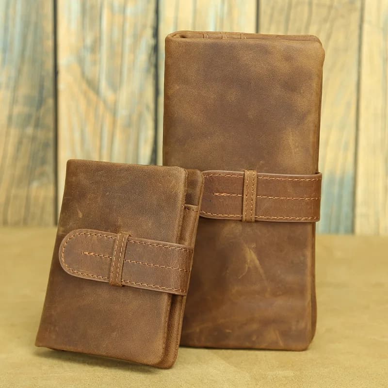 Vintage Crazy Horse Leather Wallet Multi-Card Holder for Men and Women