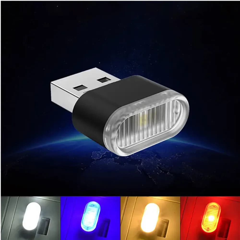 Car Mini USB LED Atmosphere Lights Car Interior Neon Decorative Lamp Emergency Lighting Universal PC Portable Plug and Play