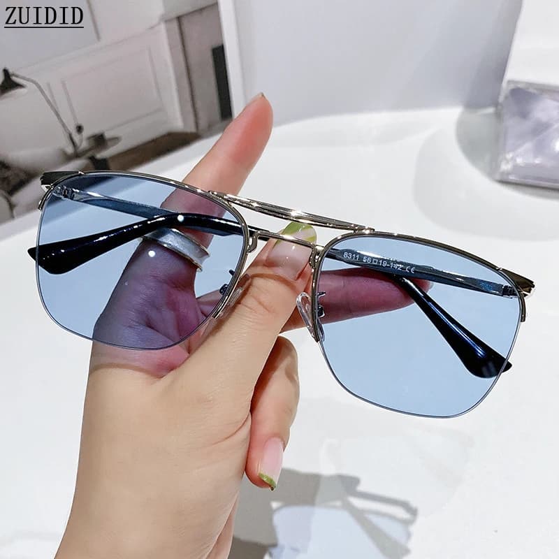 Blue Cat Eye Sunglasses Women Rimless Fashion Glasses Sunglasses For Men Vintage Dropshipping Sonnenbrille Gafas De Sol Lentes