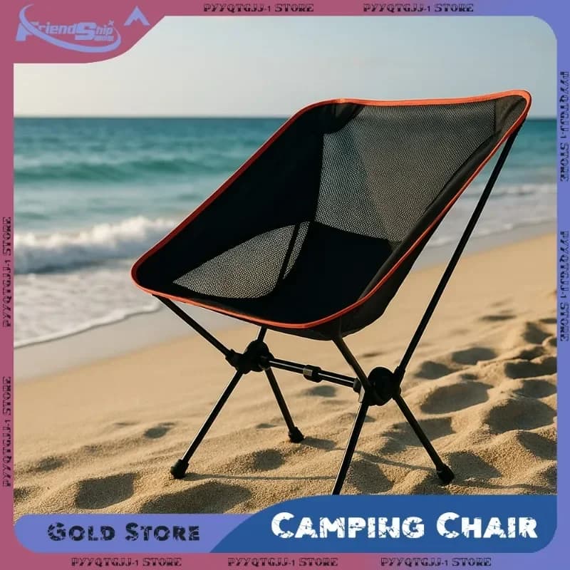 Camping Chair Portable Outdoor Beach Fishing Chair with Storage Bag for Travel Picnic Hiking Leisure Lightweight Adventure Gear