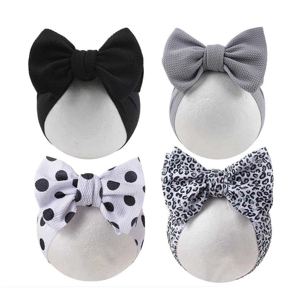 2Pcs/Set Lepoard Flower Pirnt Bullet Baby Headbands Fabric Dot Rainbow Girls Hairbands Infant Boys Turban Headwraps Kid Headwear