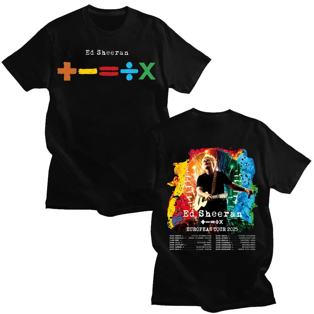 Ed Sheeran European Tour 2025 T-shirts Men's and Women's Cotton Clothing O Collar Short Sleeve Loose Fashion Tshirt Fan Gif Tees