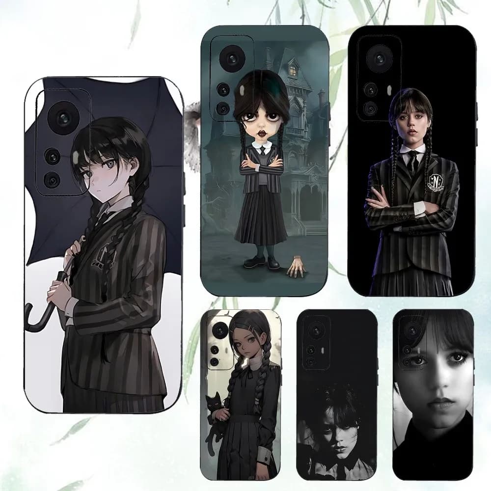 W-Wednesdaies Anime A-Addams Phone Case For Xiaomi 11 Redmi Note 11 5G 8T 9A 9 10T Note8Pro Note9 12SUltra Black Case