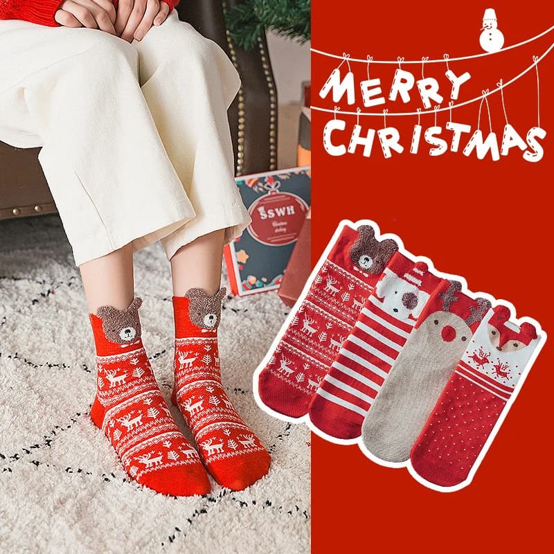 New Year Cartoon Christmas Socks Funny Elk Snowman Santa Claus Candy Bar Socks Woman Socks Socks Kids Christmas Gift Socks