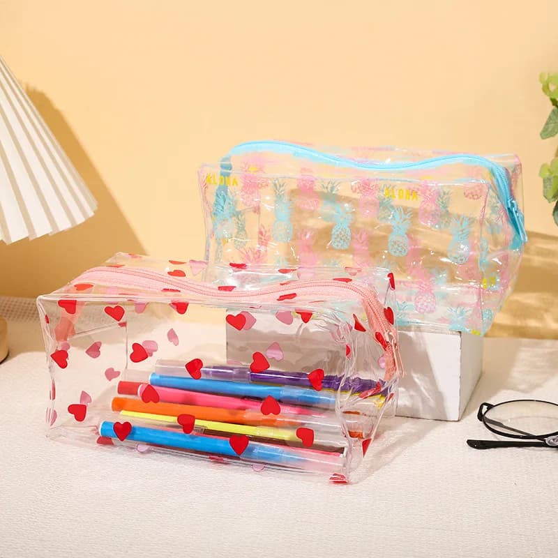 PVC Transparent Waterproof Makeup Bag Storage Cosmetic Bag Portable Bathroom Supplies Wholesale 2024 New