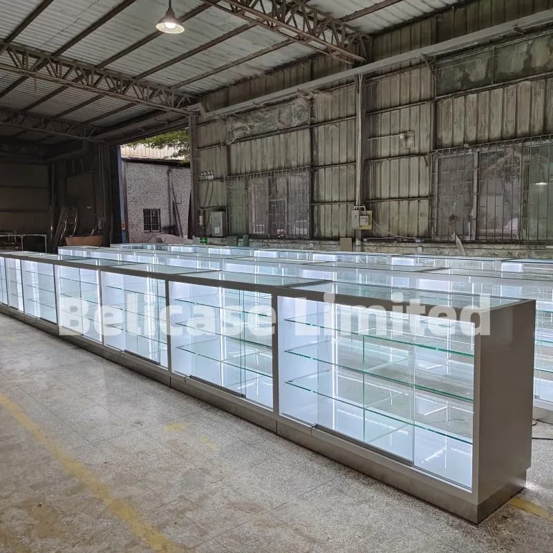 Custom Luxury Perfume Shop Decoration Perfume Storage Display Cabinet with Lighting Glass Perfume Display Showcase