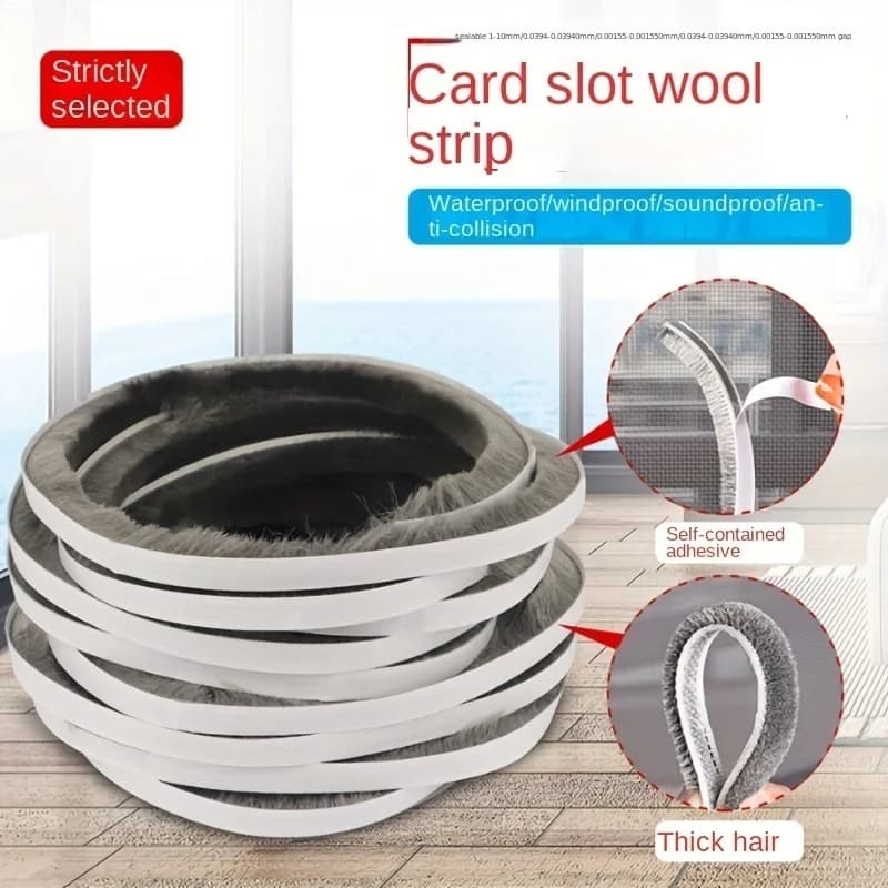 10 Meter Self-adhesive Sealing Wind-proof Brush Strip Home Door Window Sound Insulation Dust Strip Weather Stripping