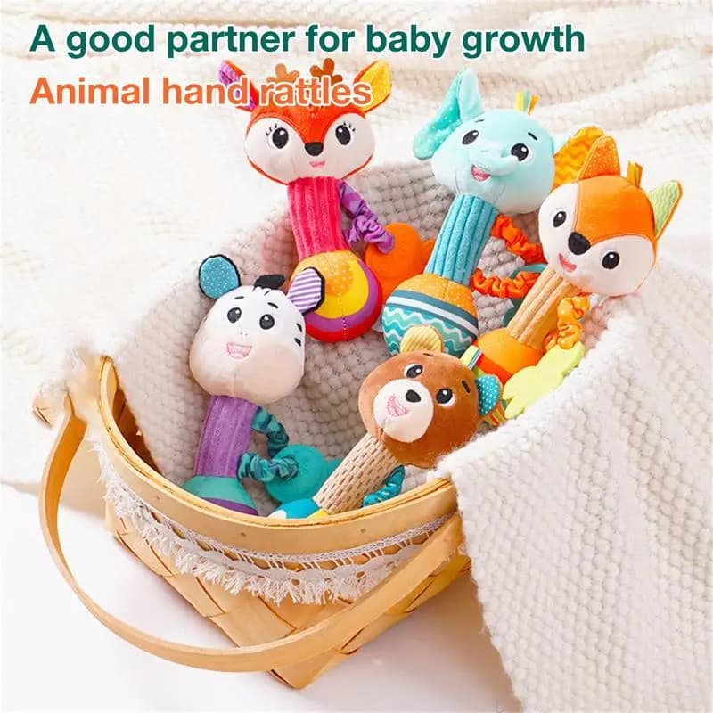 Baby Soft Stuffed Animal Rattle Toy Lovey Plush Doll Hand Bell Shaker Education Sensory Toy For Newborn Infant Birthday Gifts