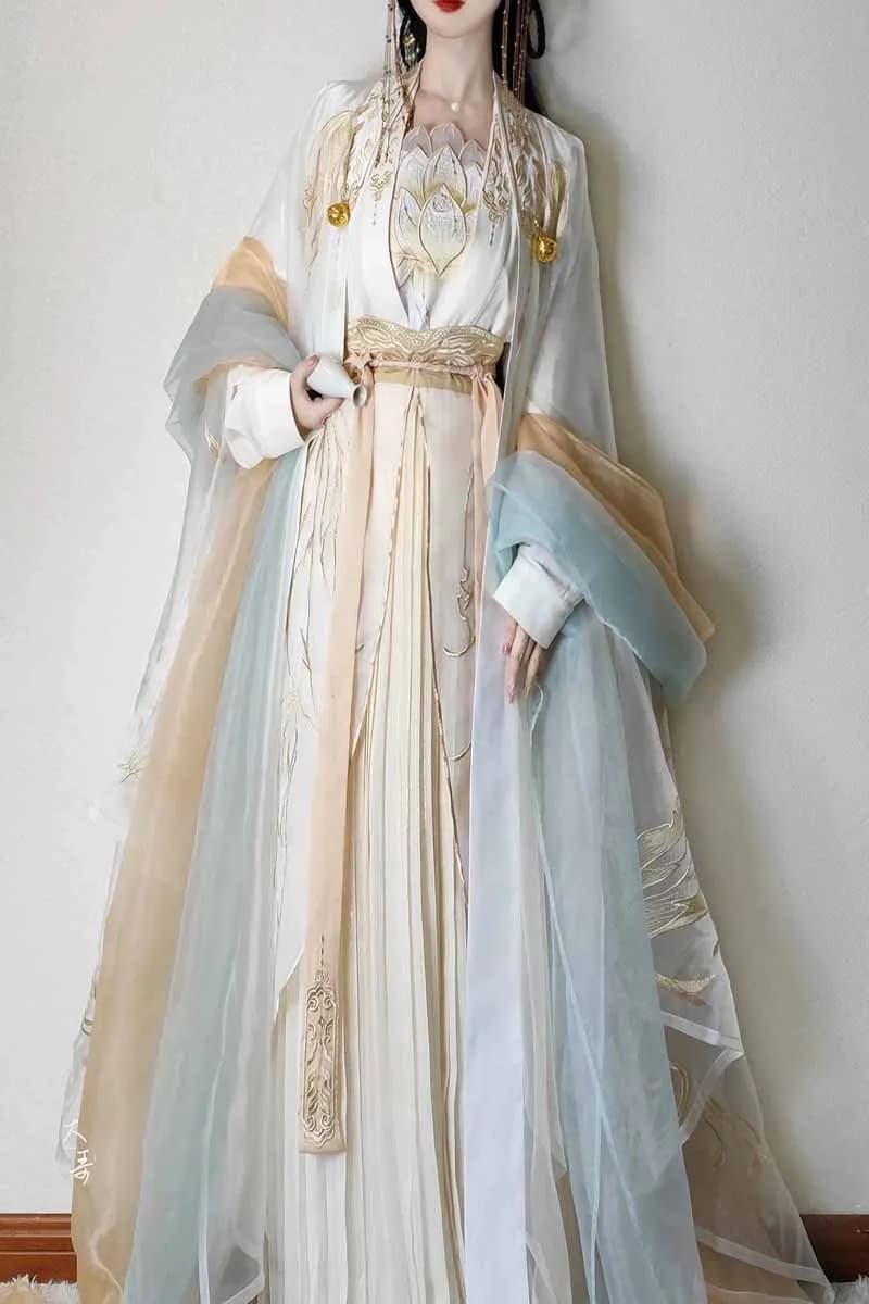 Chinese Hanfu Dress Women Tang Dynasty Ancient Traditional Embroidery Hanfu Cosplay Costume Gradient Hanfu Dress Party Outfit