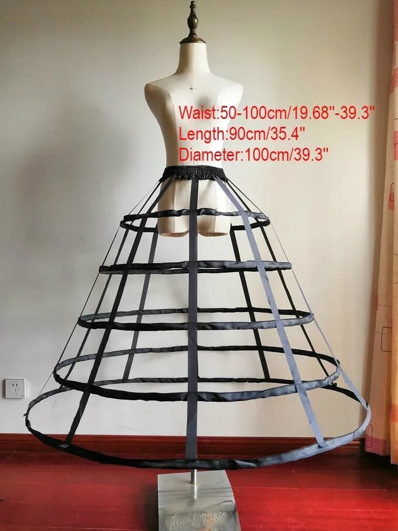 Women Gothic Lolita Birdcage3/4/ 5 Hoop Petticoat Underskirt Medieval Victorian Circle Fishbone Crinoline Pannier